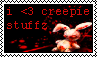 Stamp of a creepy rabbit that says I love creepy stuffz.